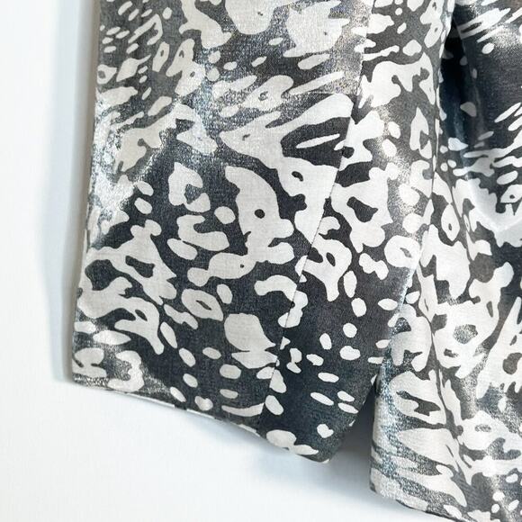 Victor Costa Silver Metallic Sheen Print Ruffled Suit Jacket - Picture 10 of 13